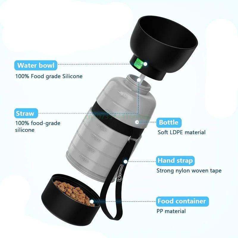 Dog Water Bottle with Food Container