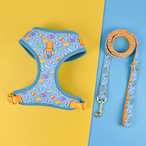 Luxury Adjustable Dog Harness & Lead Set - Icecream