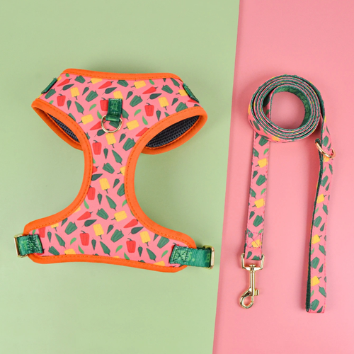 Luxury Adjustable Dog Harness & Lead Set - Peppers